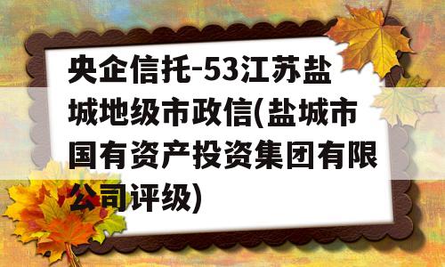 央企信托-53江苏盐城地级市政信(盐城市国有资产投资集团有限公司评级)