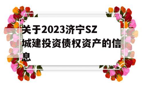 关于2023济宁SZ城建投资债权资产的信息