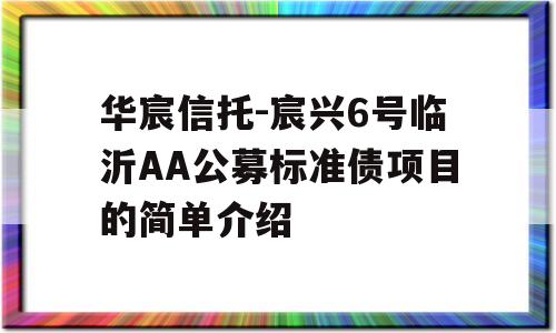 华宸信托-宸兴6号临沂AA公募标准债项目的简单介绍