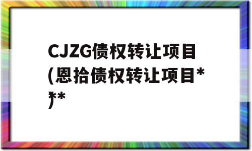 CJZG债权转让项目(恩拾债权转让项目***
)