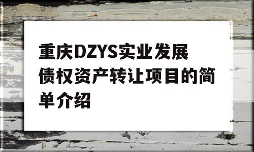 重庆DZYS实业发展债权资产转让项目的简单介绍