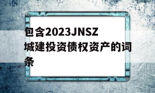 包含2023JNSZ城建投资债权资产的词条