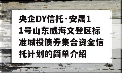 央企DY信托·安晟11号山东威海文登区标准城投债券集合资金信托计划的简单介绍