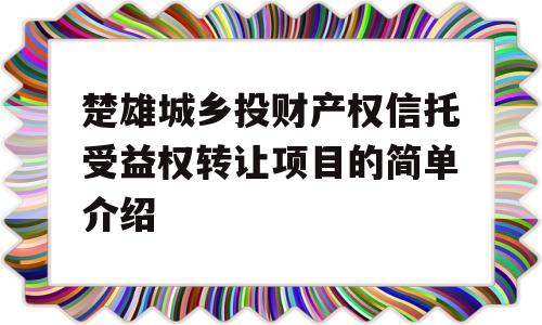 楚雄城乡投财产权信托受益权转让项目的简单介绍