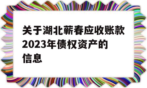 关于湖北蕲春应收账款2023年债权资产的信息