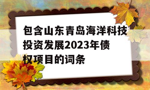 包含山东青岛海洋科技投资发展2023年债权项目的词条