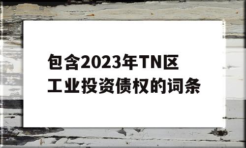 包含2023年TN区工业投资债权的词条