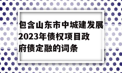 包含山东市中城建发展2023年债权项目政府债定融的词条