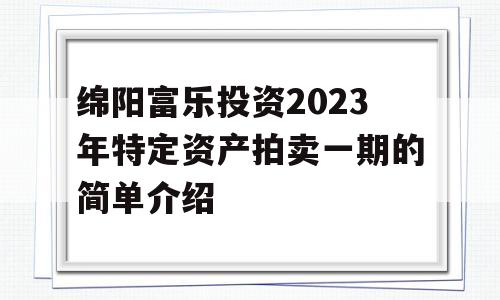 绵阳富乐投资2023年特定资产拍卖一期的简单介绍