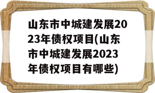 山东市中城建发展2023年债权项目(山东市中城建发展2023年债权项目有哪些)