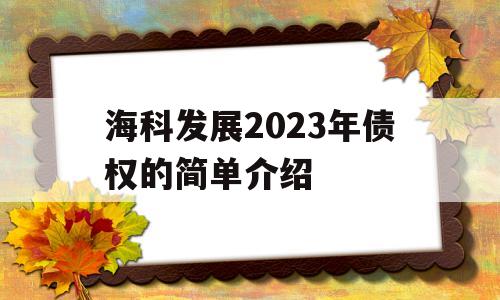 海科发展2023年债权的简单介绍