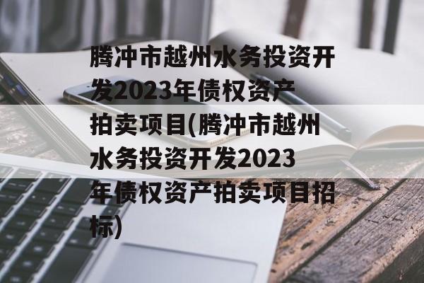 腾冲市越州水务投资开发2023年债权资产拍卖项目(腾冲市越州水务投资开发2023年债权资产拍卖项目招标)