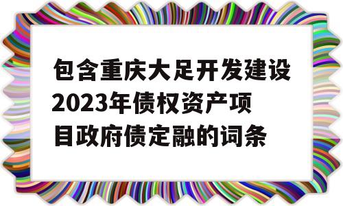 包含重庆大足开发建设2023年债权资产项目政府债定融的词条