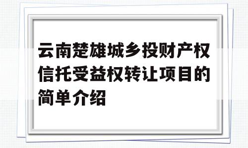 云南楚雄城乡投财产权信托受益权转让项目的简单介绍