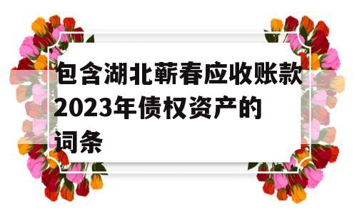 包含湖北蕲春应收账款2023年债权资产的词条