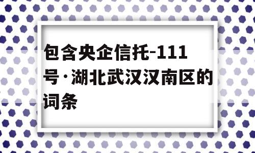 包含央企信托-111号·湖北武汉汉南区的词条