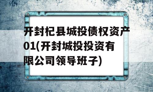 开封杞县城投债权资产01(开封城投投资有限公司领导班子)