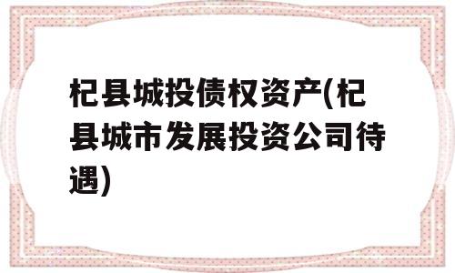 杞县城投债权资产(杞县城市发展投资公司待遇)