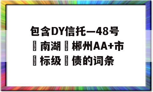 包含DY信托—48号‮南湖‬郴州AA+市‮标级‬债的词条