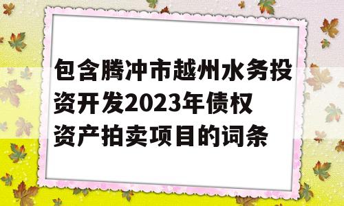 包含腾冲市越州水务投资开发2023年债权资产拍卖项目的词条