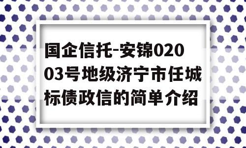 国企信托-安锦02003号地级济宁市任城标债政信的简单介绍