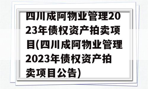 四川成阿物业管理2023年债权资产拍卖项目(四川成阿物业管理2023年债权资产拍卖项目公告)