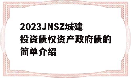 2023JNSZ城建投资债权资产政府债的简单介绍