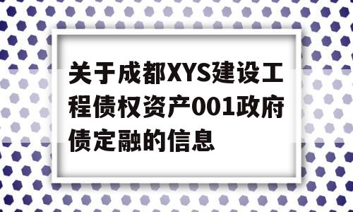 关于成都XYS建设工程债权资产001政府债定融的信息