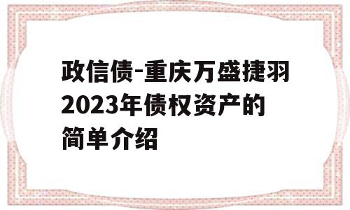 政信债-重庆万盛捷羽2023年债权资产的简单介绍