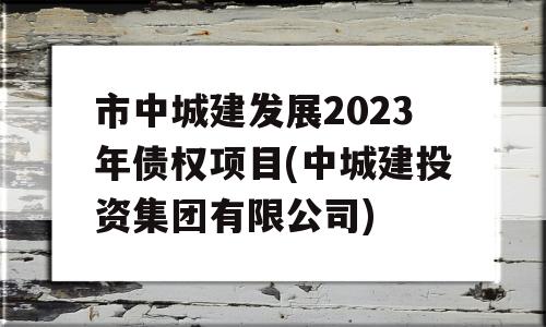 市中城建发展2023年债权项目(中城建投资集团有限公司)