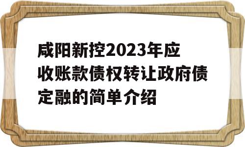 咸阳新控2023年应收账款债权转让政府债定融的简单介绍