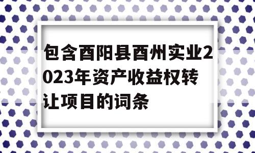 包含酉阳县酉州实业2023年资产收益权转让项目的词条