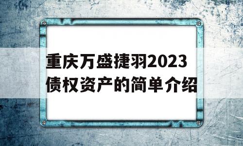 重庆万盛捷羽2023债权资产的简单介绍