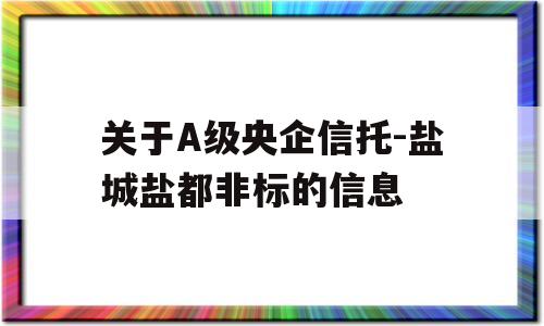 关于A级央企信托-盐城盐都非标的信息