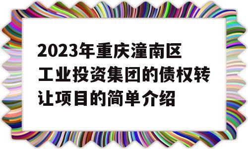 2023年重庆潼南区工业投资集团的债权转让项目的简单介绍