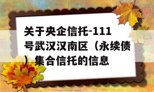 关于央企信托-111号武汉汉南区（永续债）集合信托的信息