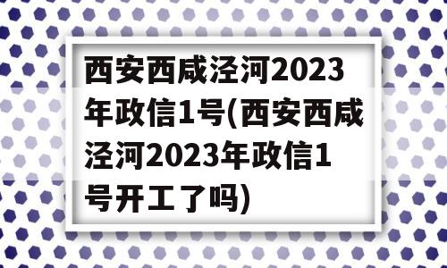 西安西咸泾河2023年政信1号(西安西咸泾河2023年政信1号开工了吗)