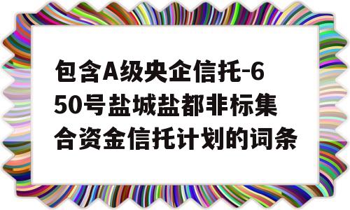 包含A级央企信托-650号盐城盐都非标集合资金信托计划的词条