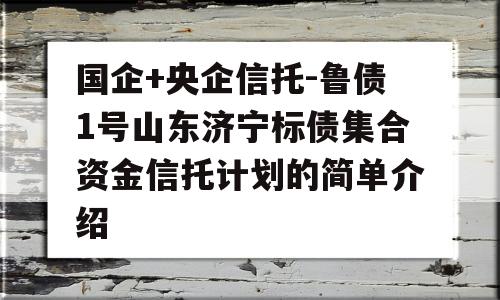 国企+央企信托-鲁债1号山东济宁标债集合资金信托计划的简单介绍