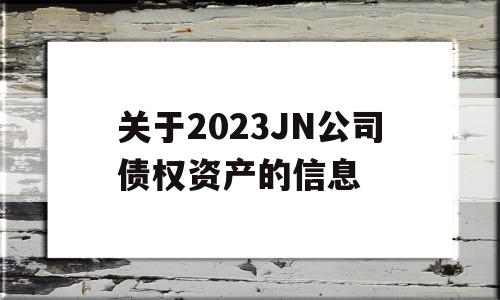 关于2023JN公司债权资产的信息