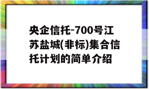 央企信托-700号江苏盐城(非标)集合信托计划的简单介绍