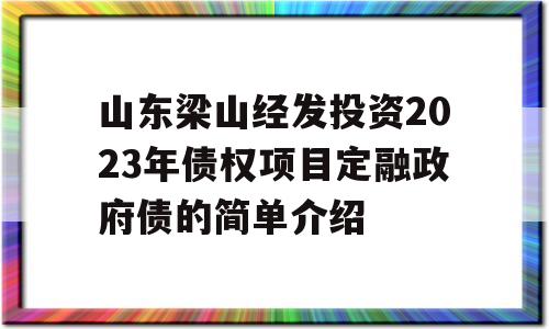 山东梁山经发投资2023年债权项目定融政府债的简单介绍