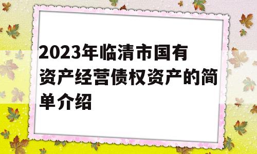 2023年临清市国有资产经营债权资产的简单介绍