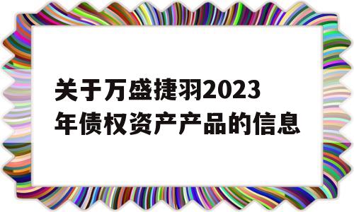 关于万盛捷羽2023年债权资产产品的信息