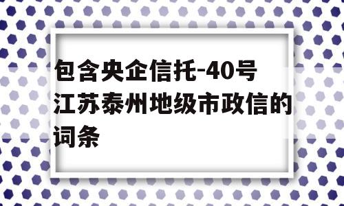 包含央企信托-40号江苏泰州地级市政信的词条