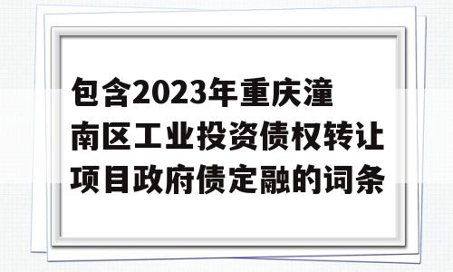 包含2023年重庆潼南区工业投资债权转让项目政府债定融的词条