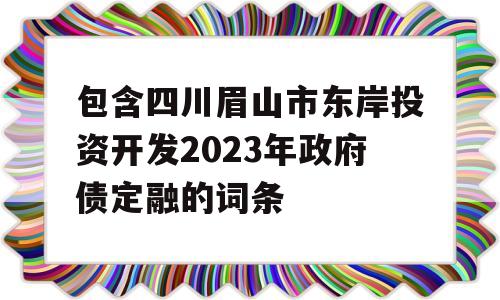 包含四川眉山市东岸投资开发2023年政府债定融的词条