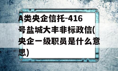 A类央企信托-416号盐城大丰非标政信(央企一级职员是什么意思)