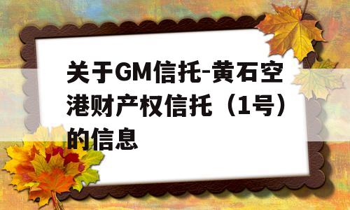 关于GM信托-黄石空港财产权信托（1号）的信息