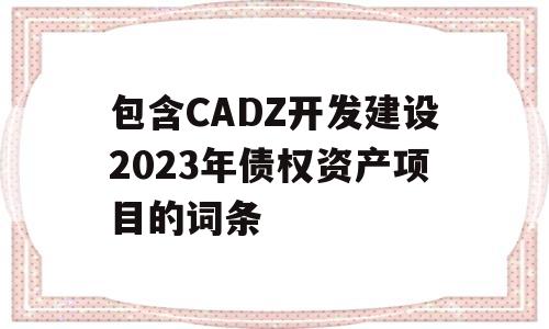 包含CADZ开发建设2023年债权资产项目的词条